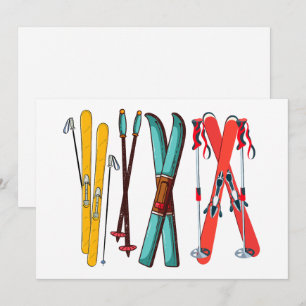 Cartes Pour Fêtes Annuelles Ski amusant Ski coloré Ski skieur