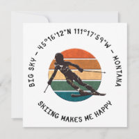 Ski Big Sky, Montana - Femme Skier, Texte noir