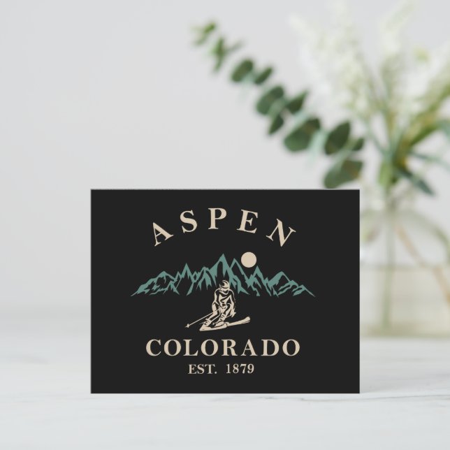 Cartes Pour Fêtes Annuelles Ski d'Aspen Colorado (Debout devant)