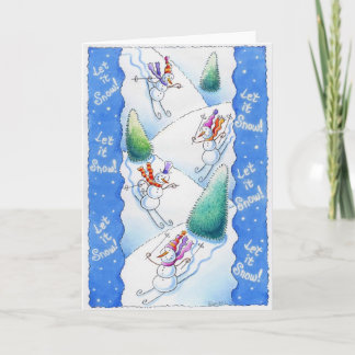 Cartes Pour Fêtes Annuelles Ski de bonhommes de neige