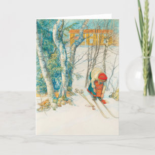 Cartes Pour Fêtes Annuelles Ski d'hiver par Carl Larsson