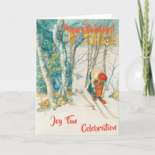 Cartes Pour Fêtes Annuelles Ski d'hiver par Carl Larsson