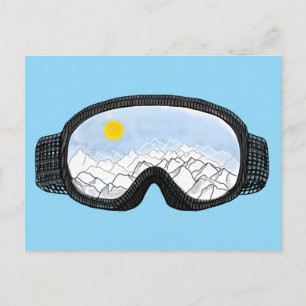 Cartes Pour Fêtes Annuelles Ski Goggles Mountain View Illustration Bleu