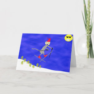 Cartes Pour Fêtes Annuelles Ski Kitty devient Big Air