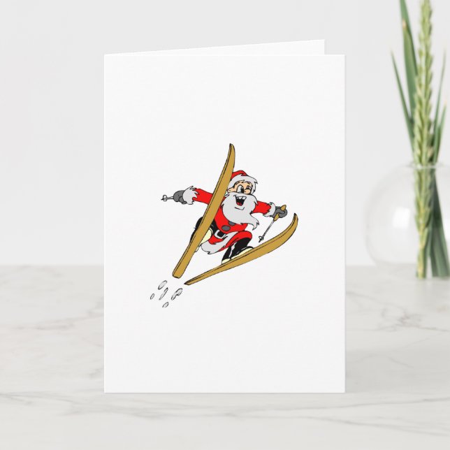 Cartes Pour Fêtes Annuelles Ski Père Noël (Devant)