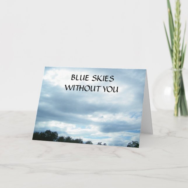 CARTES POUR FÊTES ANNUELLES SKIES BLEUS SANS VOUS-MERCI (Devant)