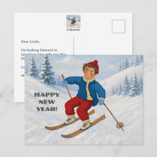 Cartes Pour Fêtes Annuelles Skieur Joyeux Personnalisé
