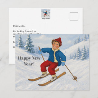 Cartes Pour Fêtes Annuelles Skieur Joyeux Personnalisé