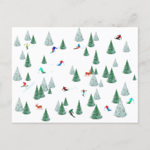 Cartes Pour Fêtes Annuelles Skieurs Alpinisme Illustration Ski Party