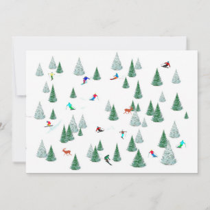 Cartes Pour Fêtes Annuelles Skieurs Alpinisme Illustration Ski Party