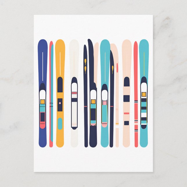 Cartes Pour Fêtes Annuelles Skis (Devant)