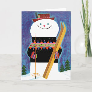 Cartes Pour Fêtes Annuelles Skis pour Snowman