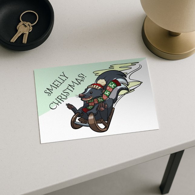 Cartes Pour Fêtes Annuelles Skunk Sur Un Dessin Dessin De Noël Odeur De Chauss (Créateur téléchargé)
