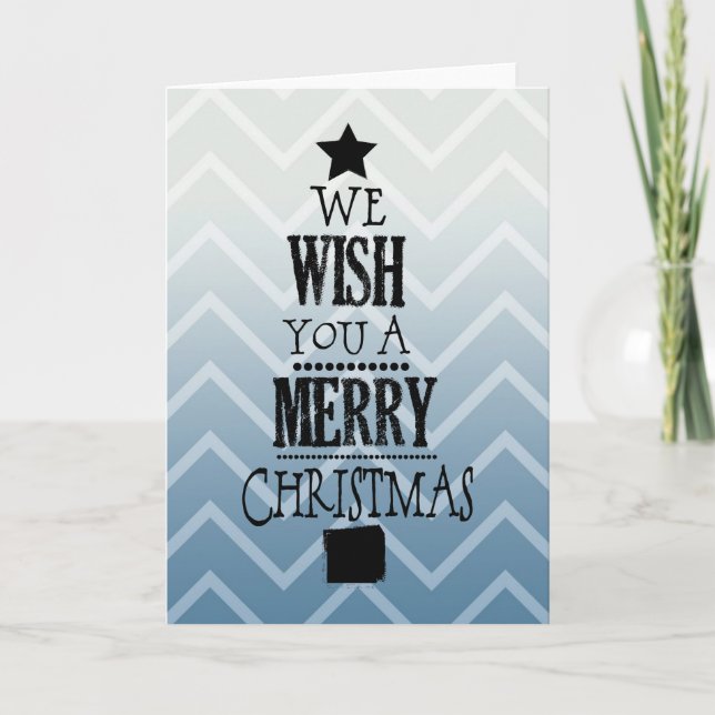 Cartes Pour Fêtes Annuelles Sky White Chevron (Devant)