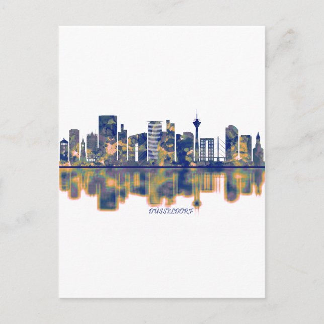 Cartes Pour Fêtes Annuelles Skyline de Dusseldorf (Devant)