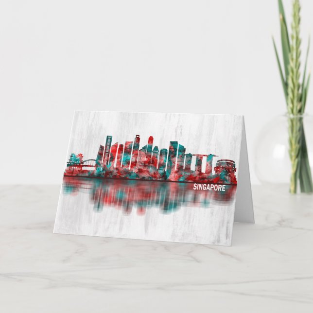 Cartes Pour Fêtes Annuelles Skyline de Singapour (Devant)