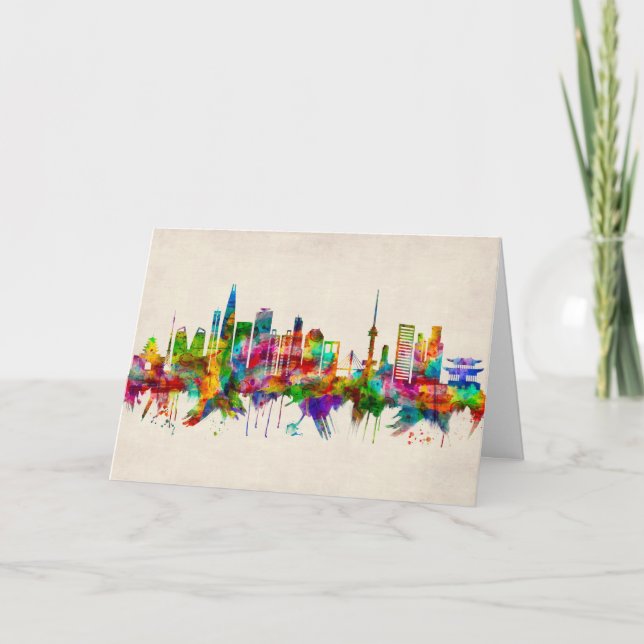 Cartes Pour Fêtes Annuelles Skyline Séoul Corée du Sud (Devant)