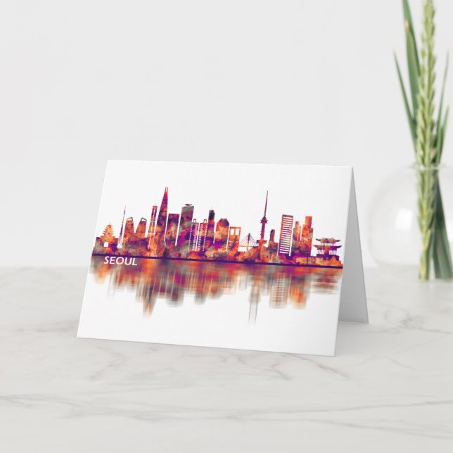 Cartes Pour Fêtes Annuelles Skyline Séoul Corée du Sud (Devant)