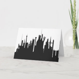Cartes Pour Fêtes Annuelles Skyline urbain futuriste