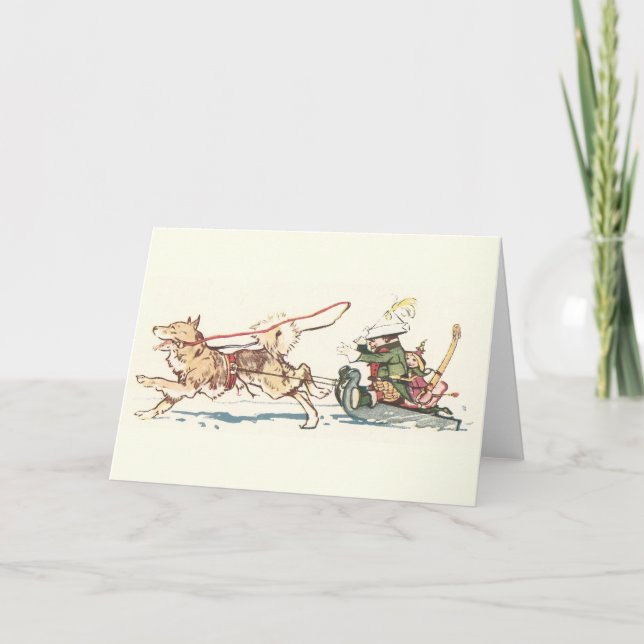 Cartes Pour Fêtes Annuelles Sled Dog Pulling Sleigh (Devant)