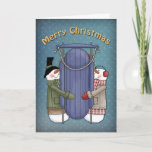 Cartes Pour Fêtes Annuelles Sledge<br><div class="desc">A funny,  whimsical design with cute snowmen and sledge. You family and friends veut enjoy this beautiful drawing.</div>
