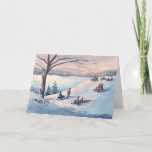 Cartes Pour Fêtes Annuelles SLEDS, ENFANTS & NEIGE par SHARON SHARPE