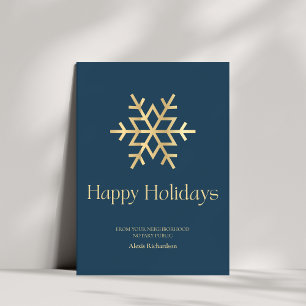 Cartes Pour Fêtes Annuelles Sleek Blue Gold Snowflake Notaire Joyeux Fêtes