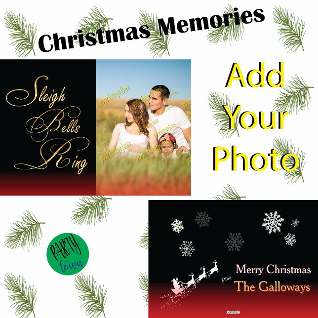 Cartes Pour Fêtes Annuelles Sleigh Bells Ring 🎅 Snowflics Père Noël Noël (Créateur téléchargé)