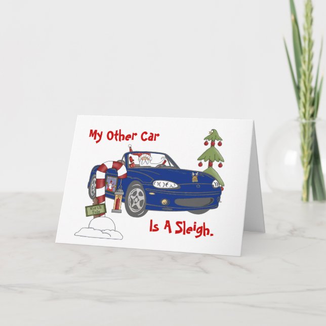 Cartes Pour Fêtes Annuelles Sleigh bleu de Père Noël (Devant)