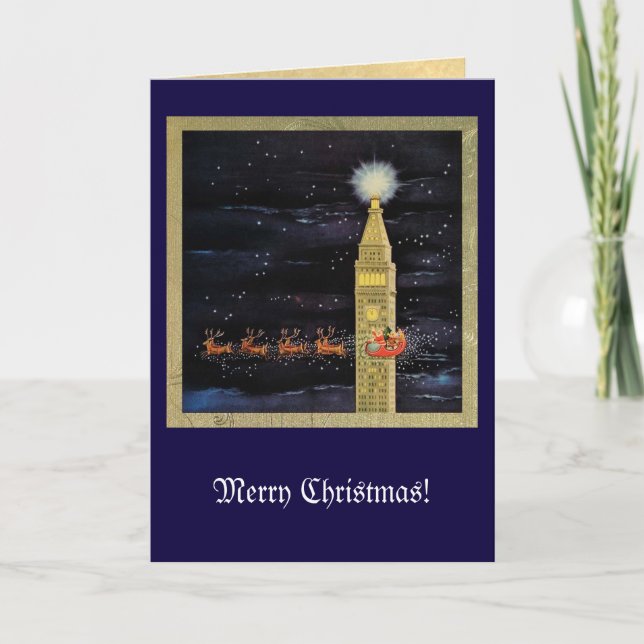 Cartes Pour Fêtes Annuelles Sleigh de Père Noël (Devant)