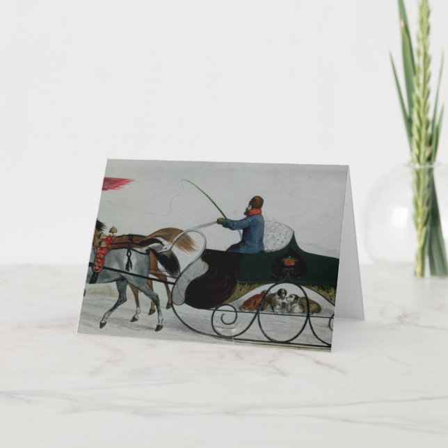 Cartes Pour Fêtes Annuelles Sleigh hippomobile (Devant)