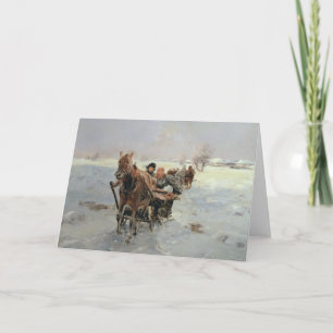 Cartes Pour Fêtes Annuelles Sleighs in a Winter Landscape