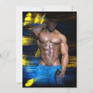 Cartes Pour Fêtes Annuelles SlipperyJoe homme noir musclé sexy torse nu conf