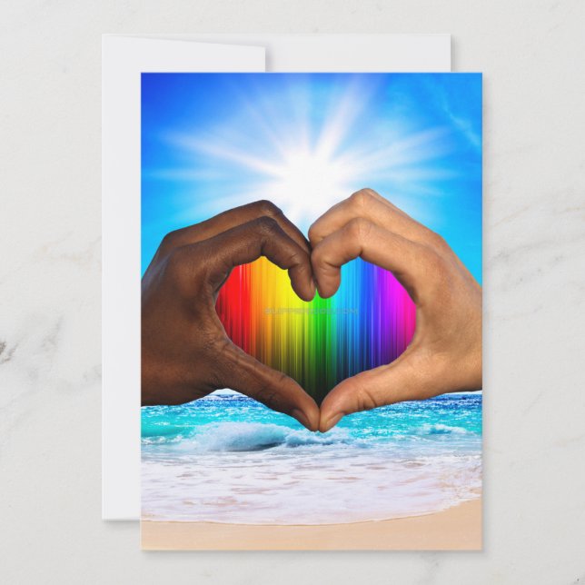 Cartes Pour Fêtes Annuelles SlipperyJoe's deux mains coeur interracial mâle h (Devant)