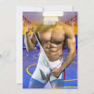 Cartes Pour Fêtes Annuelles SlipperyJoe's musculaire bulge six pack gym trai