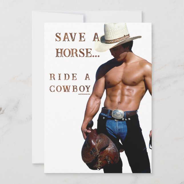 Cartes Pour Fêtes Annuelles SlipperyJoe's save horse ride paille cowboy casque (Devant)
