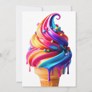 Cartes Pour Fêtes Annuelles SlipperyJoe's vibrante crème glacée cone classique