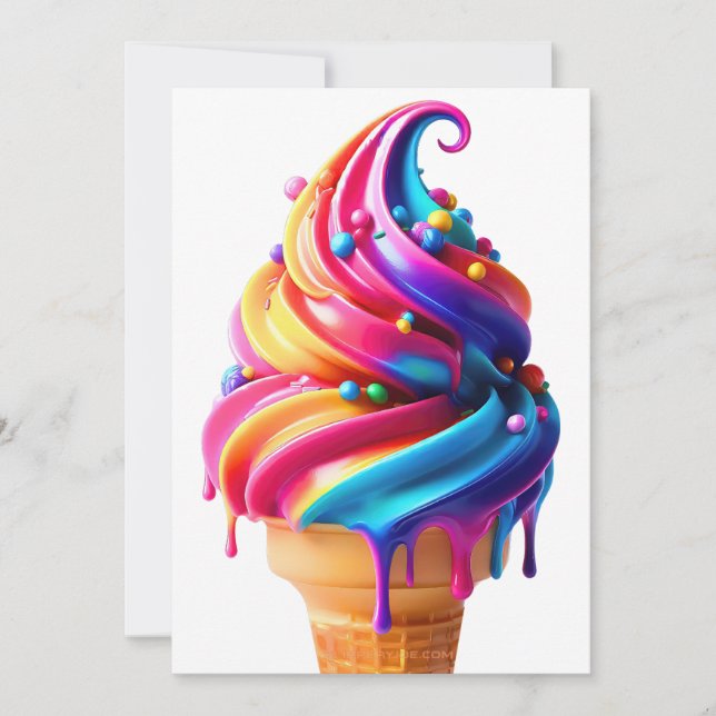 Cartes Pour Fêtes Annuelles SlipperyJoe's vibrante crème glacée cone classique (Devant)