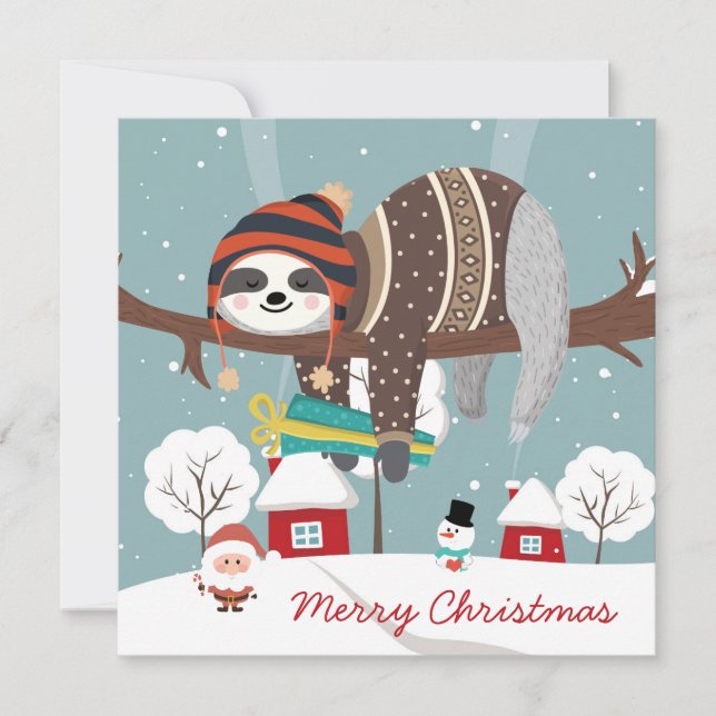 Cartes Pour Fêtes Annuelles Sloth Christmas (Devant)