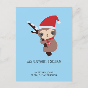 Cartes Pour Fêtes Annuelles Sloth Christmas mignonne Wake Me Up Holiday mignon