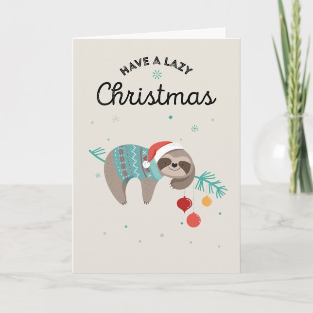 Cartes Pour Fêtes Annuelles Sloth Funny Lazy Christmas Card (Devant)