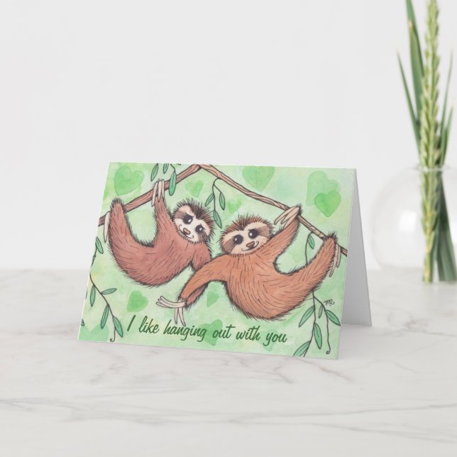 Cartes Pour Fêtes Annuelles Sloth Love Valentine (Devant)
