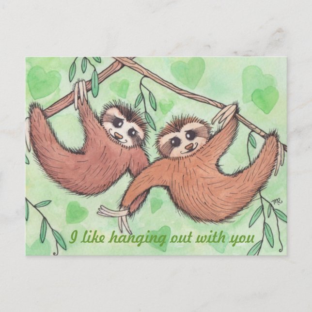 Cartes Pour Fêtes Annuelles Sloth Love Valentine (Devant)