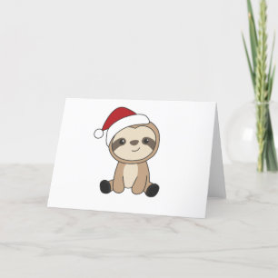 Cartes Pour Fêtes Annuelles Sloth Noël Neige Hiver Animaux Sloths