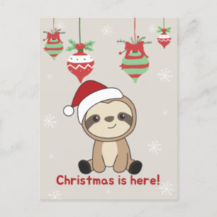 Cartes Pour Fêtes Annuelles Sloth Noël Neige Hiver Animaux Sloths