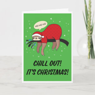 Cartes Pour Fêtes Annuelles Sloth Père Noël Chill Out est Noël
