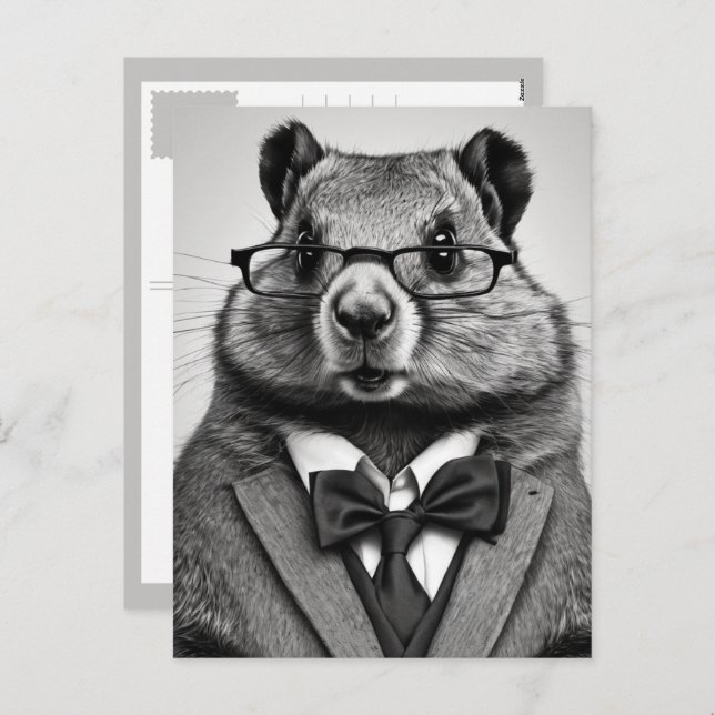 Cartes Pour Fêtes Annuelles smartypants marmotte (Devant / Derrière)