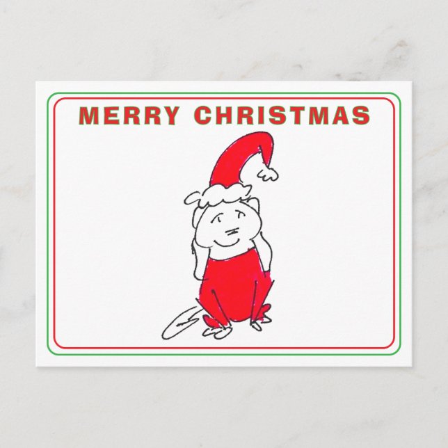 Cartes Pour Fêtes Annuelles Smiling Red Christmas Outfit Dog Cartoon Christmas (Devant)