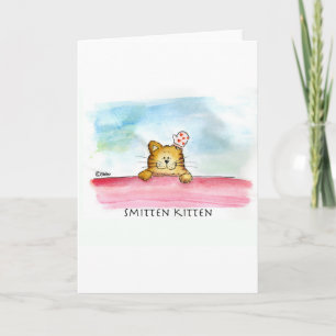Cartes Pour Fêtes Annuelles Smitten Kitten - Cute Watercolor Art