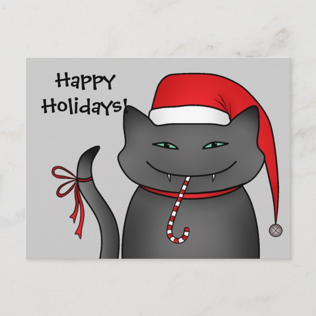Cartes Pour Fêtes Annuelles Snarky funny Christmas cat gray (Devant)